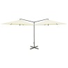 Parasol de jardin double avec mât en acier sable 600 cm 
