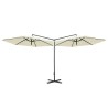 Parasol de jardin double avec mât en acier sable 600 cm 