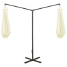 Parasol de jardin double avec mât en acier sable 600 cm 