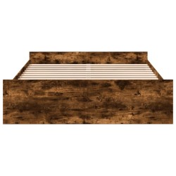 Cadre de lit avec tiroirs sans matelas chêne fumé 140x200 cm 