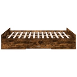 Cadre de lit avec tiroirs sans matelas chêne fumé 140x200 cm 