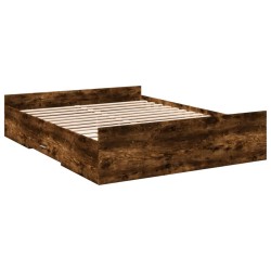 Cadre de lit avec tiroirs sans matelas chêne fumé 140x200 cm 