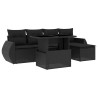 Salon de jardin 6 pcs avec coussins noir résine tressée 