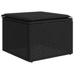 Salon de jardin 6 pcs avec coussins noir résine tressée 