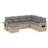 Salon de jardin avec coussins 7 pcs beige résine tressée 