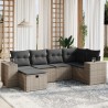 Salon de jardin 6 pcs avec coussins gris résine tressée 
