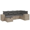 Salon de jardin 6 pcs avec coussins gris résine tressée 