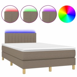 Sommier à lattes de lit matelas et LED taupe 120x190 cm tissu 