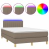 Sommier à lattes de lit matelas et LED taupe 120x190 cm tissu 