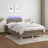 Sommier à lattes de lit matelas et LED taupe 120x190 cm tissu 