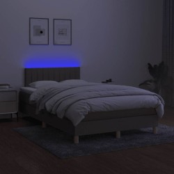 Sommier à lattes de lit matelas et LED taupe 120x190 cm tissu 
