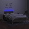 Sommier à lattes de lit matelas et LED taupe 120x190 cm tissu 