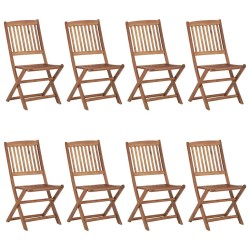 Chaises pliables de jardin lot de 8 avec coussins Bois d'acacia 