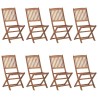 Chaises pliables de jardin lot de 8 avec coussins Bois d'acacia 