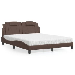 Lit avec matelas marron 160x200 cm similicuir 