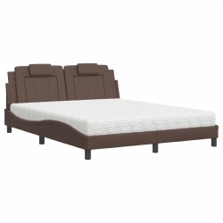 Lit avec matelas marron 160x200 cm similicuir 