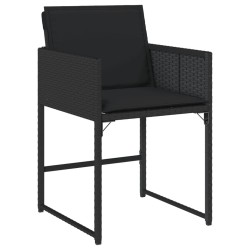 Ensemble à manger de jardin 9pcs coussins noir résine tressée 