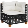 Salon de jardin 6 pcs avec coussins noir résine tressée 
