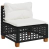 Salon de jardin 6 pcs avec coussins noir résine tressée 
