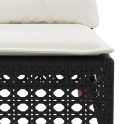 Salon de jardin 6 pcs avec coussins noir résine tressée 