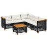 Salon de jardin 6 pcs avec coussins noir résine tressée 