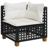 Salon de jardin 6 pcs avec coussins noir résine tressée 