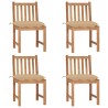 Chaises de jardin lot de 4 avec coussins Bois de teck massif 