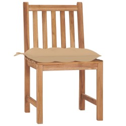 Chaises de jardin lot de 4 avec coussins Bois de teck massif 