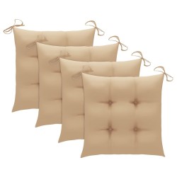 Chaises de jardin lot de 4 avec coussins Bois de teck massif 