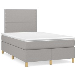 Sommier à lattes de lit matelas LED gris clair 120x190 cm tissu 