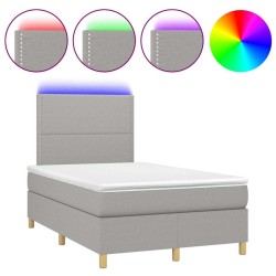 Sommier à lattes de lit matelas LED gris clair 120x190 cm tissu 