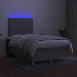 Sommier à lattes de lit matelas LED gris clair 120x190 cm tissu 