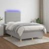 Sommier à lattes de lit matelas LED gris clair 120x190 cm tissu 