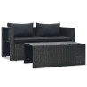 Salon de jardin 6 pcs avec coussins résine tressée noir 
