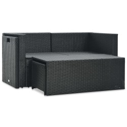 Salon de jardin 6 pcs avec coussins résine tressée noir 