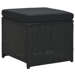 Salon de jardin 6 pcs avec coussins résine tressée noir 
