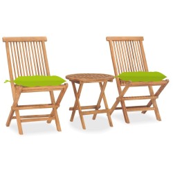 Ensemble à manger d'extérieur pliable avec coussin 3 pcs Teck 