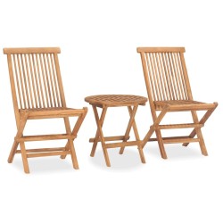 Ensemble à manger d'extérieur pliable avec coussin 3 pcs Teck 