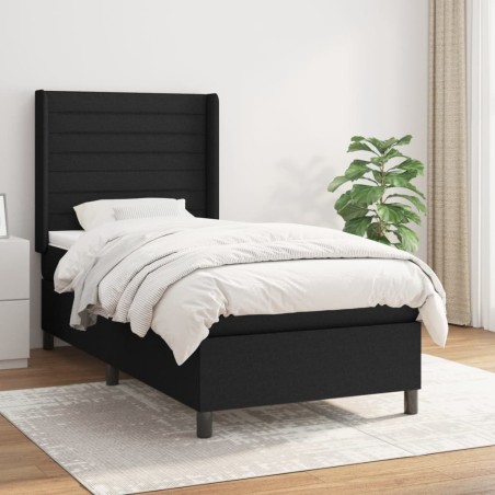 Sommier à lattes de lit et matelas Noir 80x200 cm Tissu 