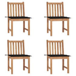 Chaises de jardin lot de 4 avec coussins Bois de teck massif 