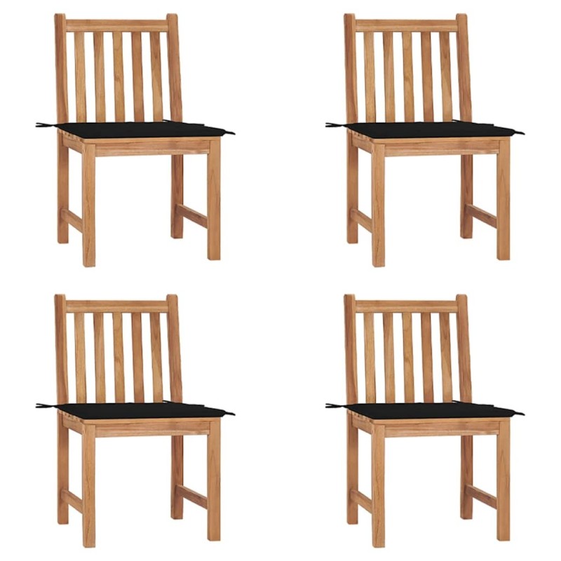 Chaises de jardin lot de 4 avec coussins Bois de teck massif 