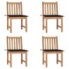 Chaises de jardin lot de 4 avec coussins Bois de teck massif 
