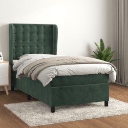 Sommier à lattes de lit avec matelas Vert foncé 90x200 cm 