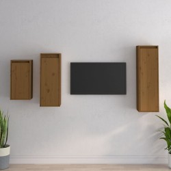 Meubles TV 3 pcs Marron miel Bois massif de pin 