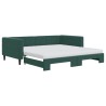 Lit de jour et gigogne et matelas vert foncé 100x200 cm velours 