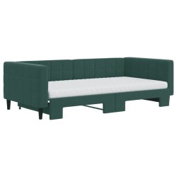 Lit de jour et gigogne et matelas vert foncé 100x200 cm velours 