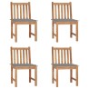 Chaises de jardin lot de 4 avec coussins Bois de teck massif 