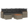 Salon de jardin avec coussins 7 pcs gris résine tressée 