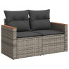 Salon de jardin avec coussins 7 pcs gris résine tressée 
