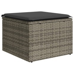 Salon de jardin avec coussins 7 pcs gris résine tressée 
